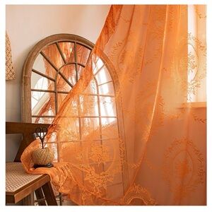 Vintage Orange Lace Curtain